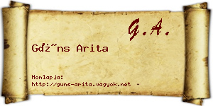 Güns Arita névjegykártya